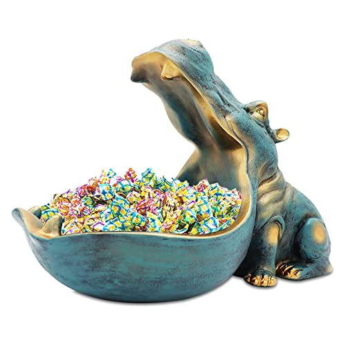 Nilpferd Statue Schlüsselschale, Groß Mund Figur Schlüssel Schale, Nilpferd Schale Schmuck Aufbewahrungsbox, Nilpferd Skulptur, Tischdekoration für Wohnzimmer, Büro, Dekoration, Geschenke (Dunkelblau)