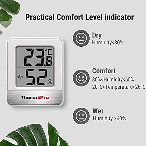 ThermoPro TP49W-3 digitales Mini Thermo-Hygrometer Thermometer innen Raumthermometer 3 er Temperatur und Luftfeuchtigkeitmessgerät mit Smiley-Indikator