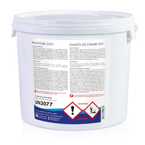 BAYZID Chlor Multitabs 5 in 1-200g Chlortabletten für Pool - 5kg - 5-Phasen Pflege & Reinigung - Made in Europe - Für kristallklares Poolwasser