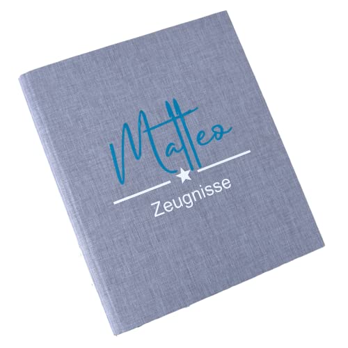personalisierte Zeugnismappe | "Stern" mit Namen des Kindes | Ringbuchordner A4 | Geschenkidee zum Schulstart Einschulung Geschenk Mädchen und Jungen | Einschulungsgeschenk | Schultüte Inhalt