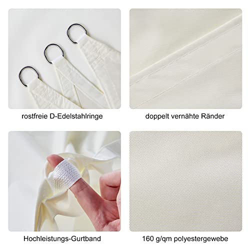 HAIKUS Sonnensegel Wasserdicht Rechteckig 2x3m Sonnenschutz Wasserabweisend Premium PES Polyester mit UV Schutz für Balkon Garten Terrasse Creme 3x2m