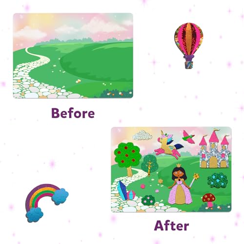 Skillmatics Art & Craft Activity - Foil Fun Unicorns & Princesses, No Mess Art for Kids, Craft Kits, DIY Creative Activity, Gifts for Girls & Boys Ages 4, 5, 6, 7, 8, 9, Travel Toys
