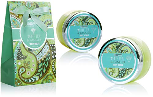BRUBAKER Cosmetics Bade- und Dusch Set Weißer Tee und Ingwer Duft - 8-teiliges Geschenkset in Henkelbox