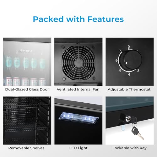 Subcold MAXI250LED Tall Drinks Fridge with Glass Door | 237L Upright Can Cooler | Ideal for Home Bars, Kitchens, and Entertaining Spaces (Black)