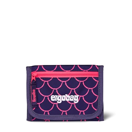 ergobag Brustbeutel Geldbeutel, Mini Portemonnaie mit Kleingeldfach, Sichtfenster für Mädchen und Jungen PerlentauchBär - Lila