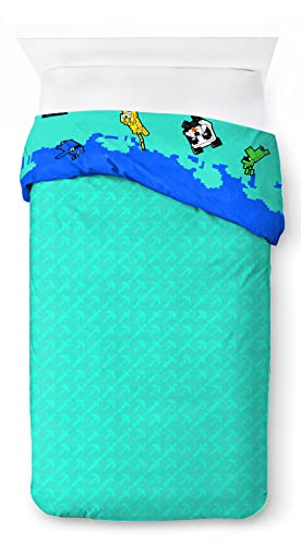 Jay Franco Minecraft Creative Mode Kinderbettwäsche-Set aus 100 Baumwolle, 135 x 200 cm, Einzelbettgröße – Bettbezug und Kissenbezug 80 x 80 cm