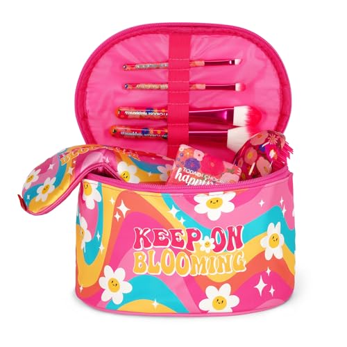 Legami - Beauty Case Hello, geräumige Make-up-Tasche, Reißverschluss, Innentaschen, Bürstenhalter, Reise-Tasche, Daisy-Motiv, 21 x 19 cm, Rosa,