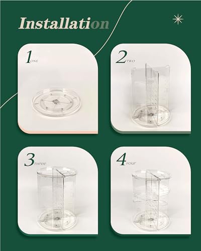 HOOMOOZ Make Up Kosmtik Organizer, 360° Drehbar Skincare Organizer, Multifunktion Schmink Aufbewahrung, Verstellbare Aufbewahrungsbox Desktop für Dresser Schlafzimmer Badezimmer, Transparent