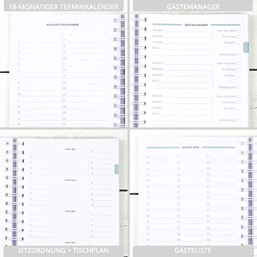 Hochzeitsplaner: So feierst du deine Traumhochzeit, 250 Seiten Hochzeitsplaner Buch, Deutsch, Wedding Planner, Checklisten Notizen Ideen für Hochzeit, Hochzeitsfeier planen organisieren