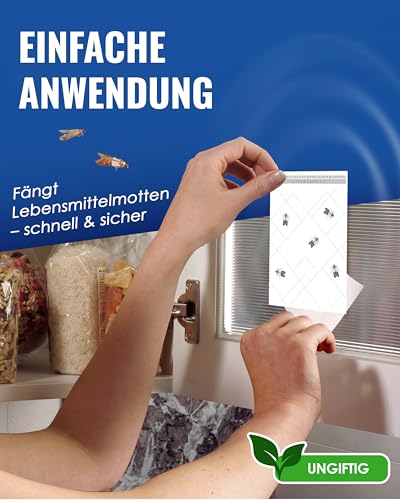 PIC Lebensmittelmotten Falle - 12 Lebensmittelmottenfallen - Mottenfalle mit Pheromon für ideale Wirkung - Mottenfalle Lebensmittel - Effektive Klebefallen zur Befallsermittlung von Lebensmittelmotten
