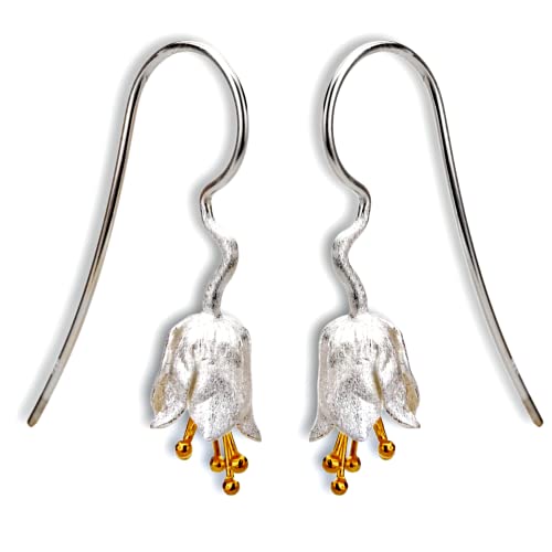 MadamLili - Ohrringe Silber Glockenblumen - 925 Sterling Echtsilber Vergoldet - Bicolor Staubblätter mit Geschenkbox