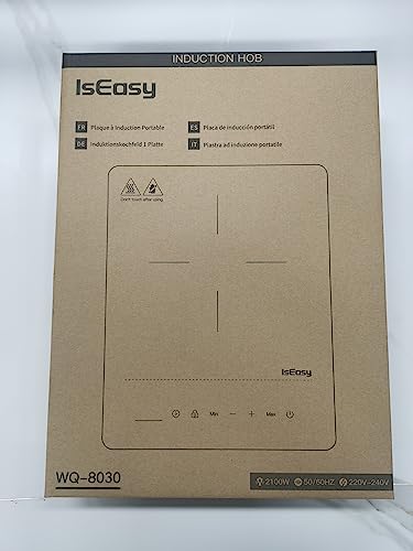 IsEasy Single Induction Cooker 2100W Portable Induction Hob with Slim Black Crystal Panel Body, Induction Plate with 9 Power Levels Setting, Max & Min Function, 8-hours Timer, Safety Lock (WQ-8030)
