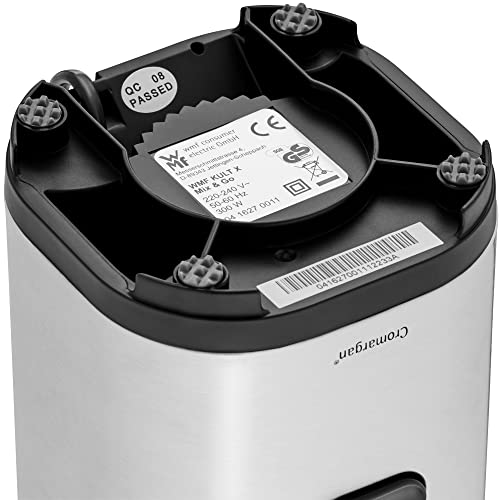 WMF Kult X Mix & Go Mini Smoothie Maker, Standmixer, Blender elektrisch, Shake Mixer 300 Watt Leistung, Tritan-Kunststoff Flasche 600ml, auslaufsicherer Schraubdeckel, rutschfeste Füße, Silber/Schwarz