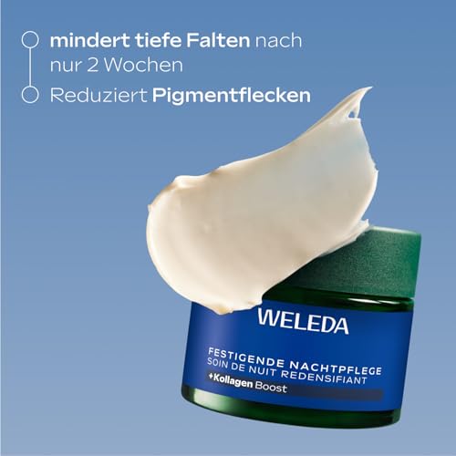 WELEDA Bio Festigende Nachtpflege Blauer Enzian & Edelweiß - Naturkosmetik Anti Aging Gesichtscreme/Feuchtigkeitscreme mindert Falten/Pigmentflecken & aktiviert die Zellerneuerung (vegan, 40ml)