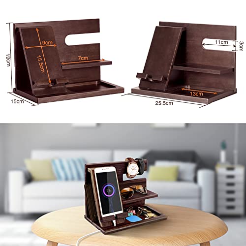 Gifts for Men Bedside Organiser Fathers Day for Dad Wood Phone Docking Station Dad Birthday Gifts for Him Key Holder Wallet Watch Stand Mens Gifts for Birthday Presents for Dad Husband Boyfriend