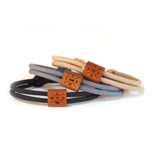 Gravur Holz Armband Initialen aus Segeltau, Surferarmband, Partnerarmband, Familienarmband, verschiedene Farben