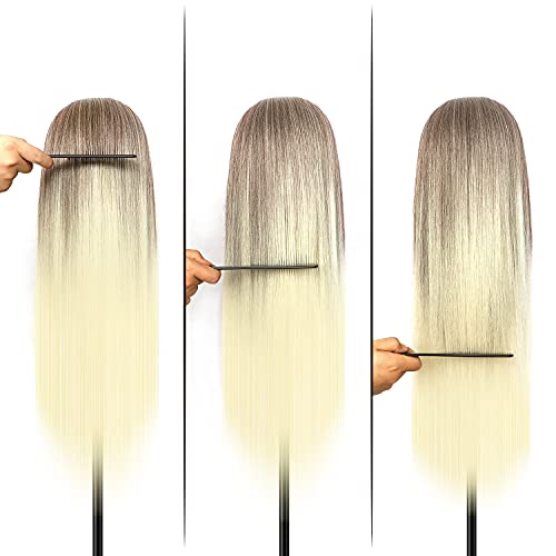 Trainingsköpfe, 28 inch Übungskopf Frisierkopf Friseur 100% Synthetikfaser-Haar Styling Kopf Frisierkopf für Frisöre mit kostenloser Klemme und DIY Flechtset(Golden)
