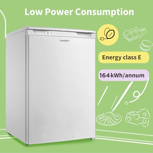 COMFEE' RCU83WH2(E) 88L Freestanding Under Counter Freezer, 55cm Wide, Reversible Door, 3 Drawers, 4 Star Freezer Rating, Adjustable Thermostat, White