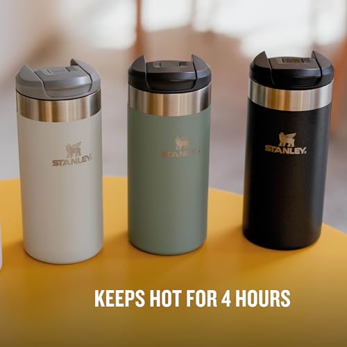 Stanley Aerolight Transit Travel Mug 0.35L - Keeps 4 Hours Hot - 6 Hours Cold - Dishwasher Safe - Leakproof - Car Cup Holder Compatible - Insulated Coffee Cup - Black Metallic