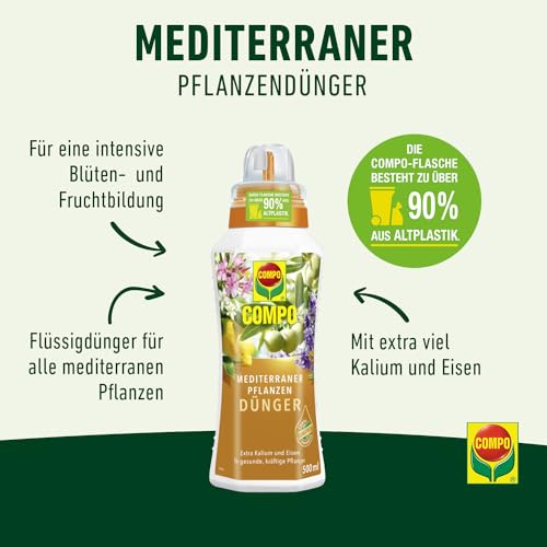 COMPO Mediterraner Pflanzendünger – Spezial-Flüssigdünger für mediterrane Pflanzen – 500 ml