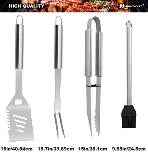 ROMANTICIST 20PCS Edelstahl Grillset für Geschenk - Edelstahl Grillzubehör Set im Aluminium - Professionelle Grillbesteck Koffer für Männer Frauen