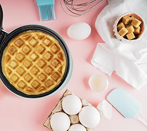 Bestron Mini-Waffeleisen für klassische Waffeln, kleiner Waffelmaker mit Antihaftbeschichtung, für Kindergeburtstage, Familienfeiern, Ostern oder Weihnachten, Retro Design, 550 Watt, Farbe: Mint único