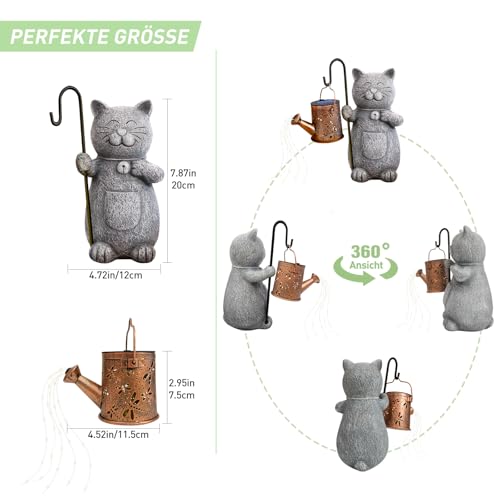 Hinshark Geschenke für Frauen Mama, Katze Deko Gartenstatuen mit Solar Laterne, Geburtstagsgeschenk für Frauen, Ostergeschenke Erwachsene Frauen, Geschenk für Frauen, Muttertagsgeschenk, Mama Geschenk