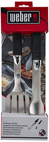 Weber-Stephen 6645 Grillbesteck Kompakt 2-teilig, Edelstahl, schwarz