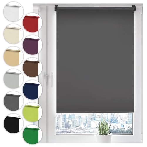 Verdunkelungsrollo Klemmfix ohne Bohren 80cm x 130cm Grau Verdunklungsrollo Fensterrollo Rollo Seitenzugrollo Klemmrollo für Fenster & Tür