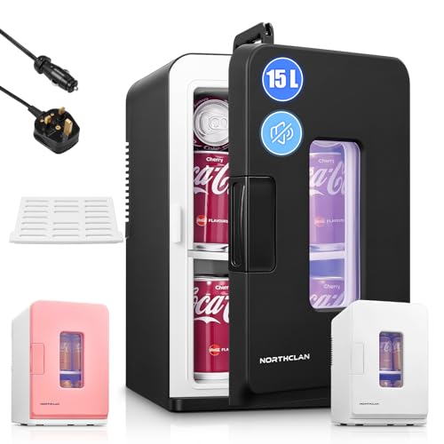 Mini Fridge 15L/21 Cans Mini Fridge for Bedrooms, Upgrade AC+12V DC Power Small Fridge for Bedroom, Car, Office, Travel | Max & ECO Mode, Thermoelectric Cooler and Warmer | for Skincare, Beauty, Drink