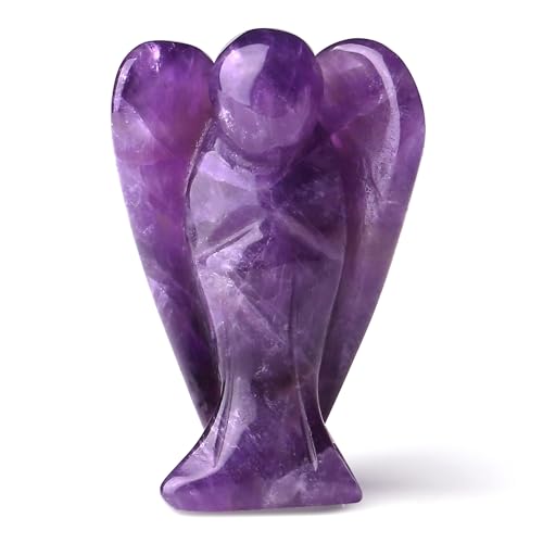 QINJIEJIE Amethyst Schutzengel Figur Edelstein Kristalle Engel Heilsteine Schutzengel Geschenke Kristall Guardian Angel Statue Reiki Wächter Engel Figur Deko