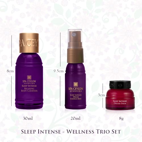 SPA CEYLON Sleep Intense Wellness Trio Set | Intensive Spa Essentials for Deep Rest | Ayurvedic Pampering Kit with Natural Ingredients | Lavender Ylang Ylang | Shower Gel, Body Mist, Balm | Gift set