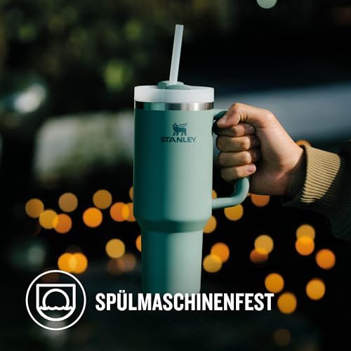 Stanley Quencher H2.0 Flowstate Trinkflasche Mit Strohhalm 1.2L - Thermobecher Kühlt 11 Stunden - 48 Stunden Eisgekühlt - Spülmaschinenfest - Thermosflasche BPA Frei - Edelstahl Trinkbecher - Shale
