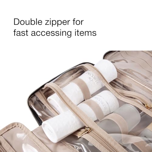 BAGSMART Kulturtasche zum Aufhängen, Damen Kulturbeutel Reise Waschtasche Transparent für Makeup,Toilettenartikel (Rosa)