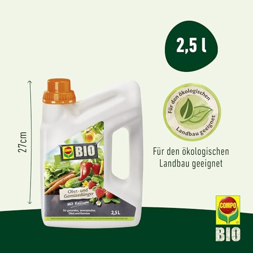COMPO BIO Obst- und Gemüsedünger - Bio Flüssigdünger für Obst und Gemüse - Kalium Dünger - 2,5 Liter