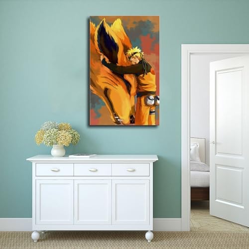 Anime Naruto Bijuu Kurama Kyuubi Leinwand Poster Schlafzimmer Büro Wohnheim Zimmer Dekor Geschenk Süße Wandkunst Ungerahmt 12x18 zoll - Image 4