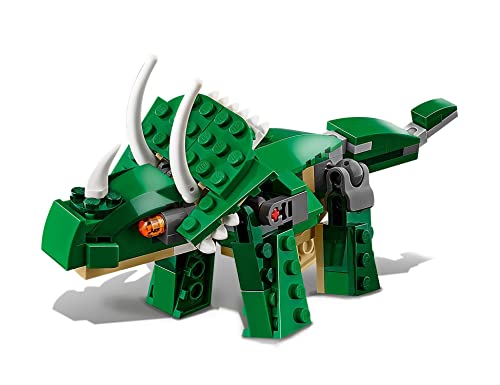 LEGO 31058 Creator Mighty Dinosaurs Toy, 3 in 1 Model, T. rex, Triceratops and Pterodactyl Dinosaur Figures, Gifts for 7-12 Year Old kids, Boys & Girls