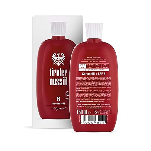Tiroler Nussöl Original Sonnenöl wasserfest Bräunungsbeschleuniger mit Sonnenschutz LSF 6-150 ml