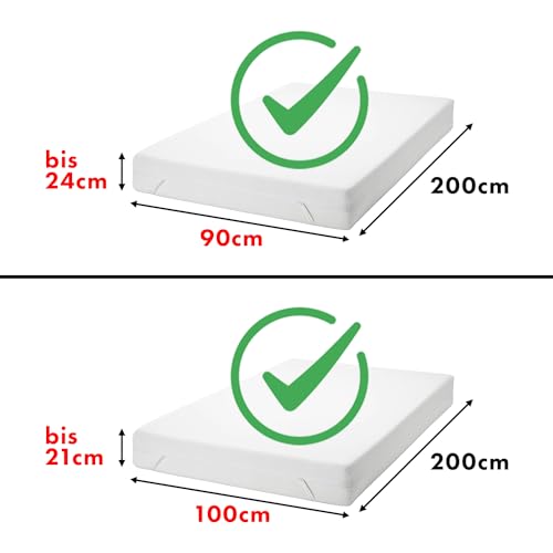 Jacobson Jersey Spannbettlaken Spannbetttuch Baumwolle Bettlaken (90x200-100x200 cm, Weiss)