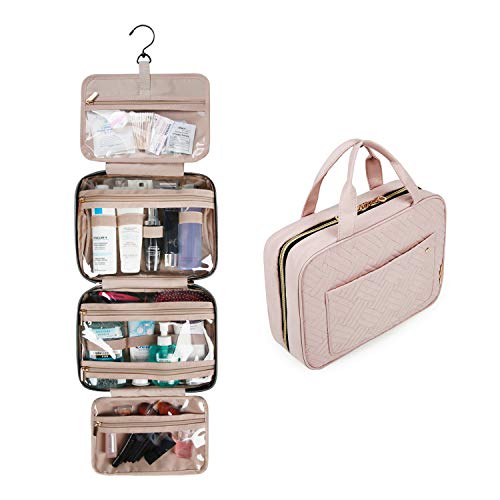 BAGSMART Kulturtasche zum Aufhängen, Damen Kulturbeutel Reise Waschtasche Transparent für Makeup,Toilettenartikel (Rosa)