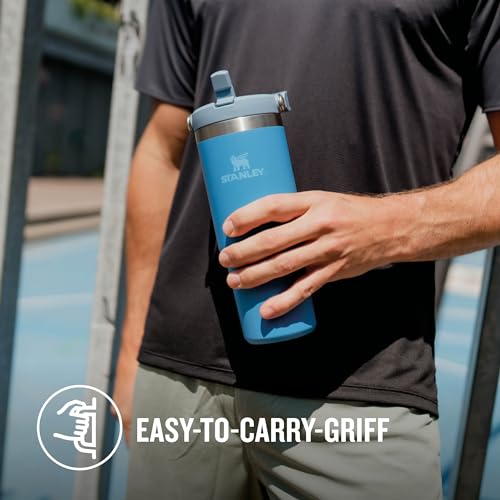 Stanley Flip Straw Tumbler 1.0 Trinkflasche Mit Strohhalm 0.89L - Thermosflasche Hält 12+ Stunden Kalt - Spülmaschinenfest - Sportflasche - Wasserflasche BPA Frei - Azure