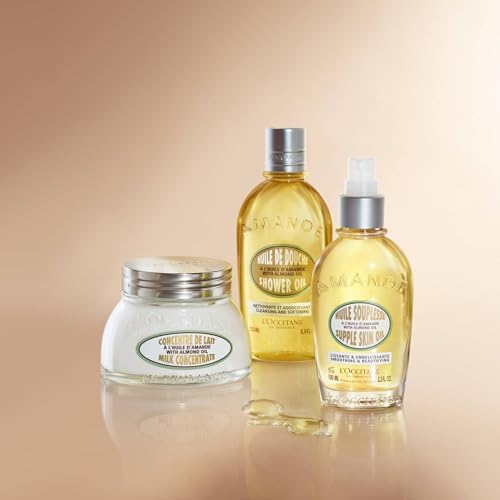 L'OCCITANE Almond Shower Oil 250ml, Hydrating & Nourishing Body Wash, Vegan & 99% Biodegradable, Luxurious Moisturizing Cleanser for Soft, Smooth Skin, Ideal for Dry & Sensitive Skin