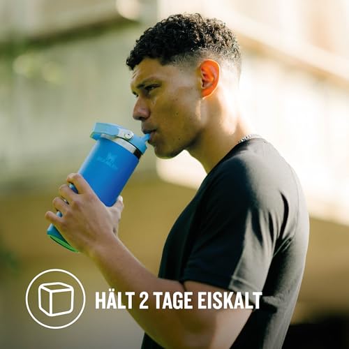 Stanley Flip Straw Tumbler 1.0 Trinkflasche Mit Strohhalm 0.89L - Thermosflasche Hält 12+ Stunden Kalt - Spülmaschinenfest - Sportflasche - Wasserflasche BPA Frei - Azure