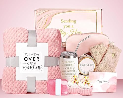 MUOOAY Geburtstags Geschenk für Frauen, Kuscheldecke Geschenk für Beste Freundin, Geburtstaggeschenke für Mama Schwesters Freundin Oma Weihnachtsgeschenke für Frauen Geburtstag Geschenkset Ideen