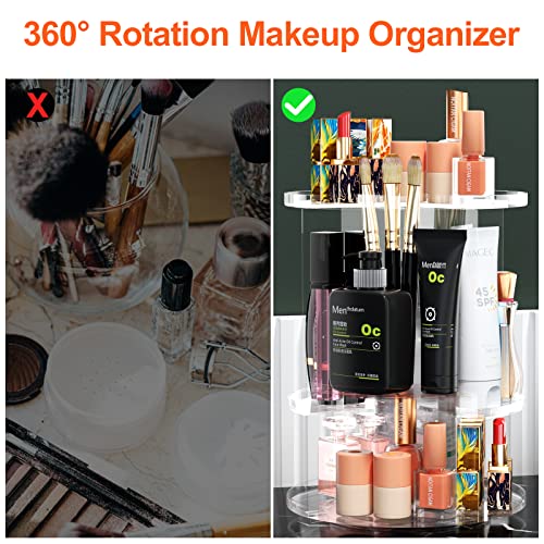 Newaner Make Up Kosmetik Organizer, 360 Drehung Lippenstift-Organizer Kosmetische Aufbewahrungsbox Desktop für Dresser Badezimmer Schlafzimmer, Transparent Kommode aus Kunststoff