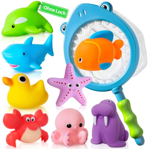 Ohne Loch - Badespielzeug Baby ab 1 2 3 4 Jahr, Wasserspielzeug Kinder Badewannenspielzeug Pool Spielzeug ( Schimmelfreies 9 Stück )