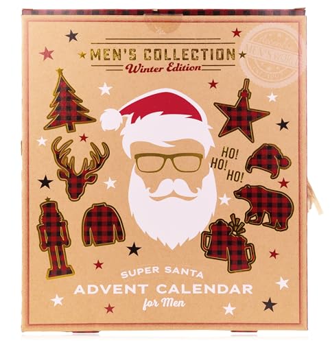 SANTA BOOK Body Care Adventskalender für Männer 2024 - Körperpflege Weihnachtskalender zum Aufklappen
