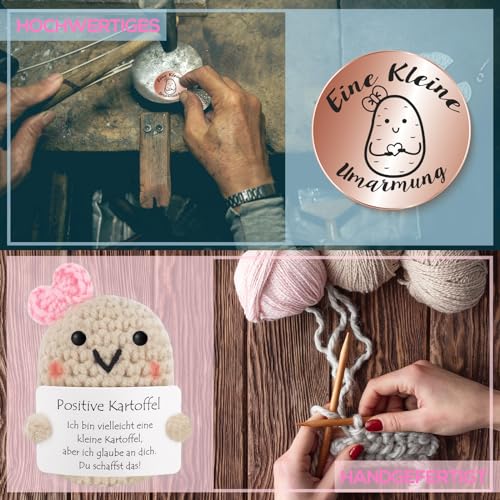 Tixlux Pocket Hug Positive Kartoffel, Kreative Strickwolle Kartoffel Puppe und Kleine Umarmung Glücksbringer Roségold, Gute Besserung, Mutmacher Geschenk, Geschenke für Frauen, Geschenk zum Abschluss