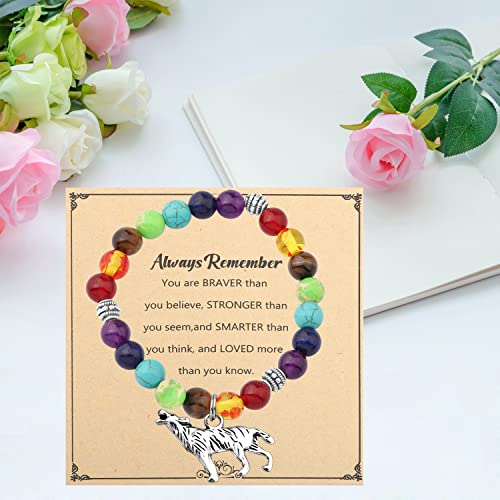 MYOSPARK Wolf Beads Bracelet - Wolf Lover Gifts for Teen Girls (UK)