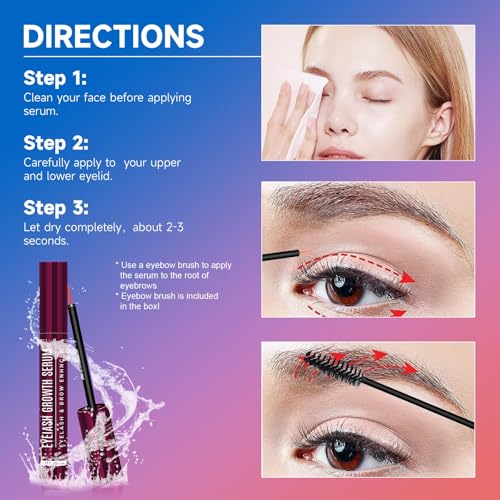 Wimpernserum Ohne Hormone, Lash Serum - Wimpernwachstumsserum, Natürliches Wimpernserum mit Augenbrauenbürste, für Pflege Gebrochene Wimpern, Schnelleres Wimpernwachstum (5 ml)